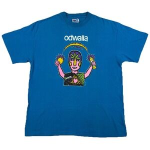 Vintage Odwalla Juice Promo T-Shirt Adult Large Blue Single Stitch *Flawed